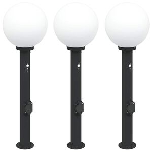 vidaXL Bolderverlichting met sensor en stopcontact 3 stuks 80 cm zwart IP44