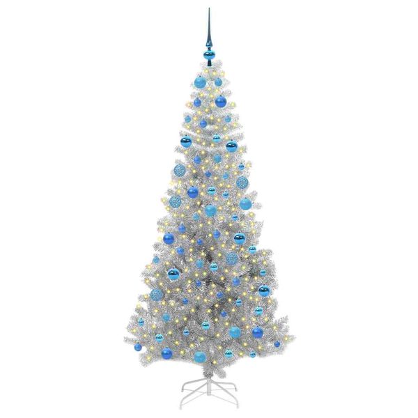vidaXL Kerstboom met 300 LED met standaard Zilver 180 cm PET