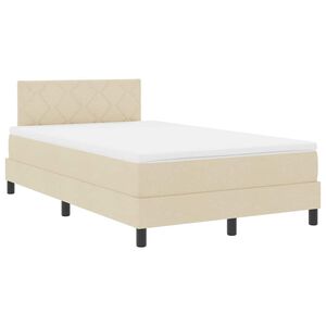vidaXL Boxspring bed met matras met LED Cr&egrave;me 120 x 200 cm Stof