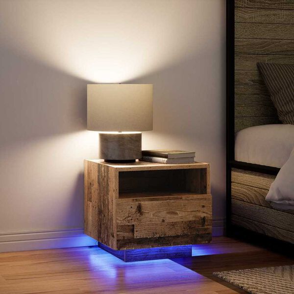 vidaXL Nachtkastje met lade Oudhout 40 x 39 x 37 cm Bewerkt hout