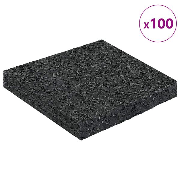 vidaXL Rubber granulaat patio pad Zwart 9 x 9 x 1 cm Rubber