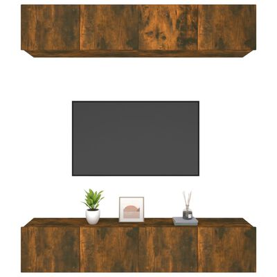 vidaXL Tv-meubelen 4 st 80x30x30 cm bewerkt hout gerookt eikenkleur