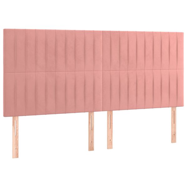vidaXL Hoofdbord roze 180x5x118/128 cm fluweel