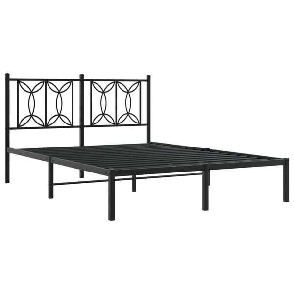 vidaXL Bedframe met hoofdbord metaal zwart 135x190 cm