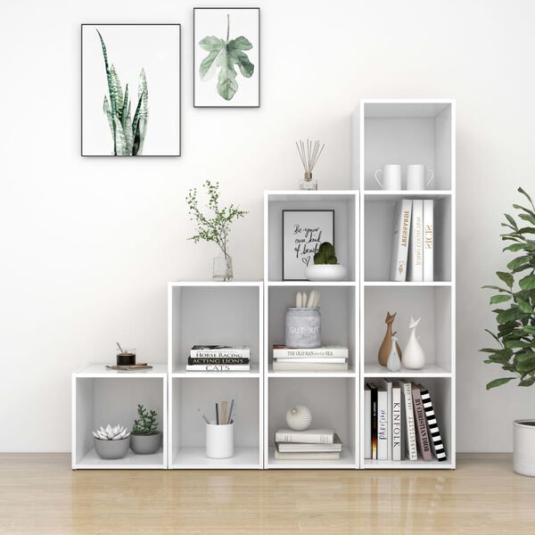 vidaXL 4-delige Tv-meubelset bewerkt hout wit