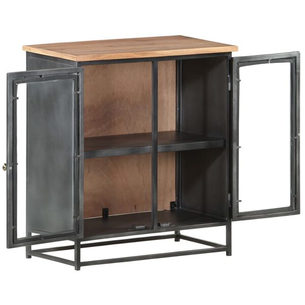 vidaXL Dressoir 60x35x70 cm massief mangohout en staal grijs