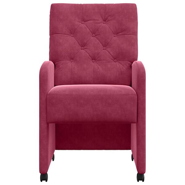 vidaXL Dining Stoelen met Wielen 2 pcs Wijnrood 58 x 67 x 97 cm