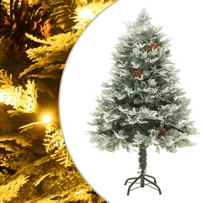 vidaXL Kerstboom met LED en dennenappels 150 cm PVC en PE groen