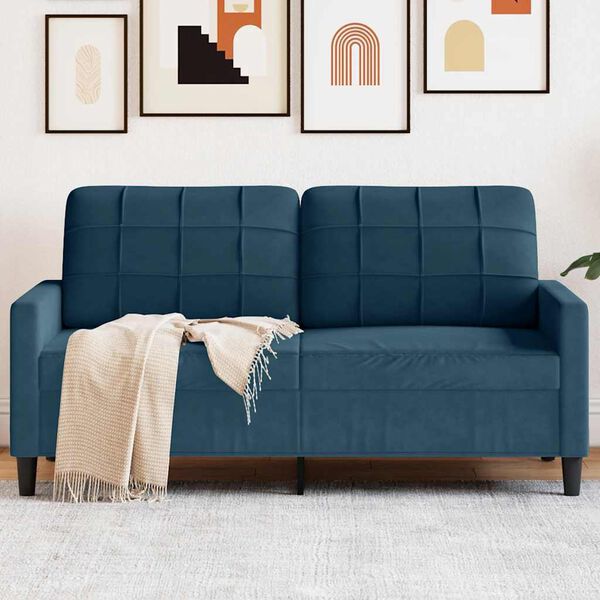 vidaXL Tweezitsbank 140 cm fluweel blauw
