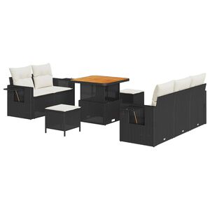 vidaXL Tuin Sofa Set met kussen 8 pcs Zwart poly rattan