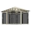 vidaXL Prieel met klamboe LED-lichtslinger 180 g/m&sup2; 3x3x2,73 m cr&egrave;me