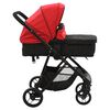 vidaXL Kinderwagen 2-in-1 staal rood en zwart