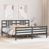 vidaXL Bedframe met hoofdbord massief hout grijs 200x200 cm