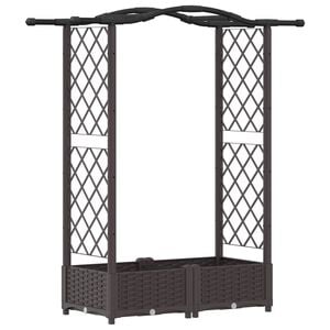 vidaXL Verhoogd Bed met Trellis en Dak Bruin 124 x 40 x 123 cm PP
