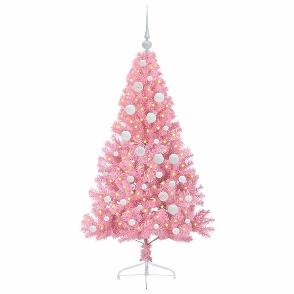 vidaXL Kunstmatig Voorverlicht Kerstboom met 150 LED Roze 120 cm PVC