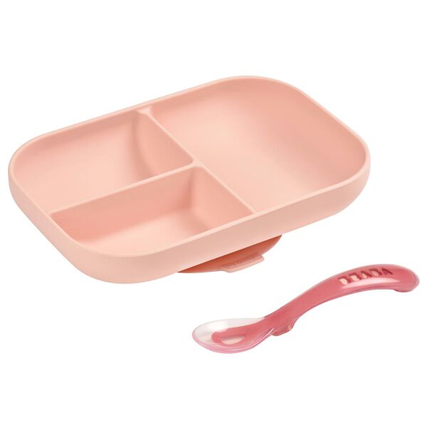 Beaba 2-delige Babybordenset silicone roze