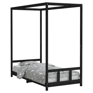 vidaXL Kinderbedframe 90x190 cm massief grenenhout zwart