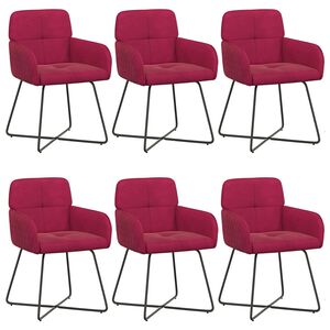vidaXL Eettafelstoelen 6 st fluweel Wijnrood 59 x 56,5 x 86 cm