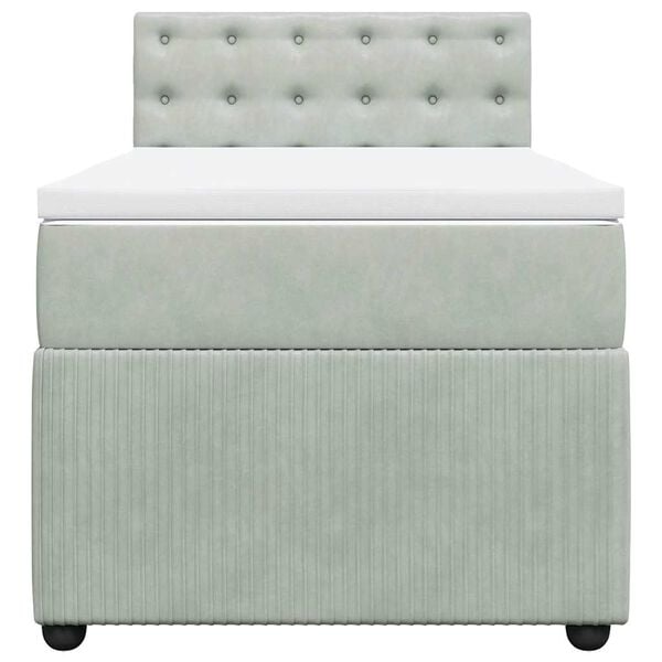 vidaXL Boxspring met matras fluweel lichtgrijs 90x190 cm