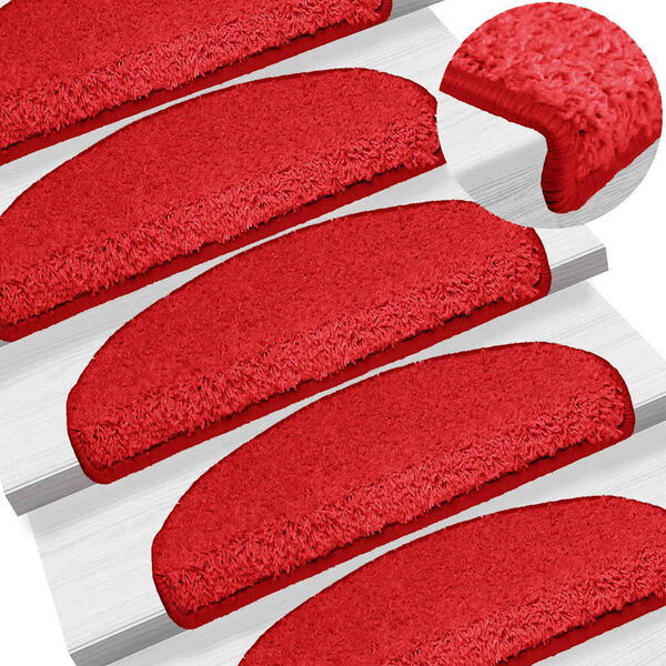 vidaXL Trapmatten 15 st 65x21x4 cm Rood Halfrond Groot