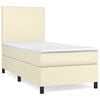 vidaXL Boxspring met matras kunstleer cr&egrave;mekleurig 90x200 cm