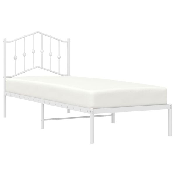 vidaXL Bedframe met hoofdbord zonder matras metaal wit 75x190 cm