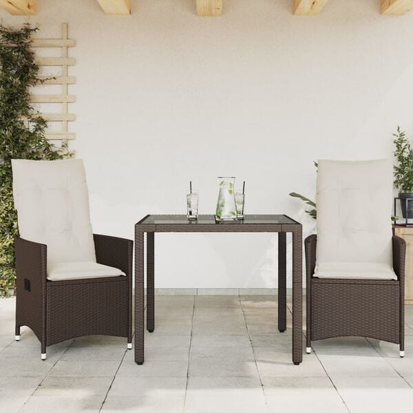 vidaXL 7-delige Tuinset met kussens poly rattan bruin