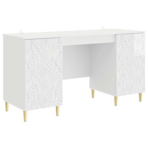 vidaXL Bureau Hoogglans Wit 142,5 x 50 x 75 cm Bewerkt hout