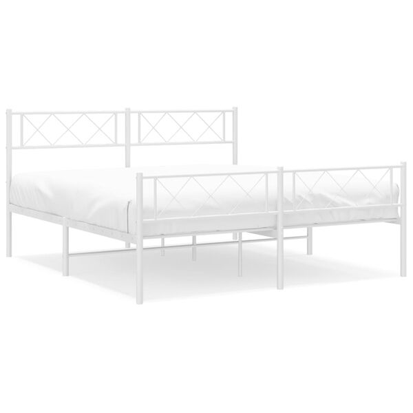 vidaXL Bedframe met hoofd- en voeteneinde metaal wit 120x200 cm