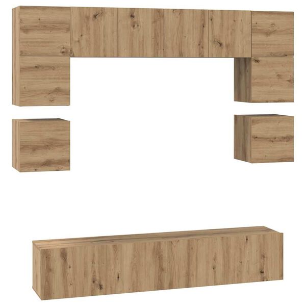 vidaXL Tv-meubelset Wandgemonteerd 8 pcs Artisan Eiken Bewerkt hout