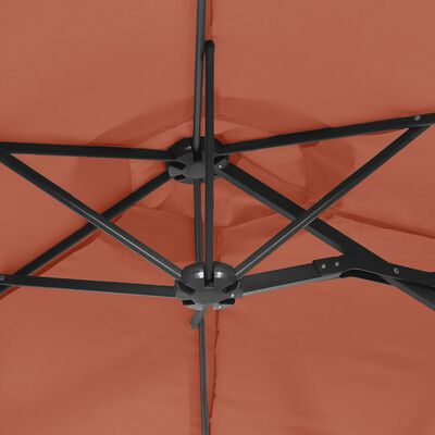 vidaXL Parasol dubbel dak met LED's 316x240 cm terracottakleurig