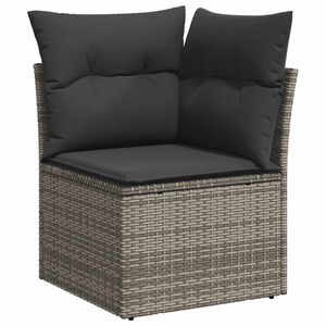 vidaXL Tuinhoekbank met kussens poly rattan grijs