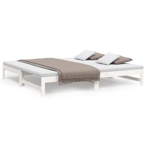 vidaXL Slaapbank uitschuifbaar 2x(100x200) cm massief grenenhout wit
