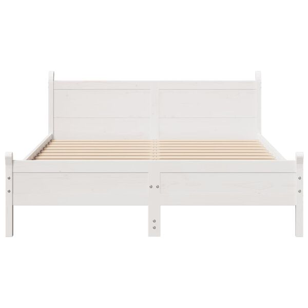vidaXL Bedframe zonder matras massief grenenhout wit 140x190 cm