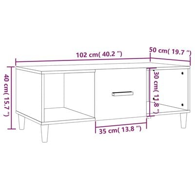 vidaXL Salontafel 102x50x40 cm bewerkt hout wit