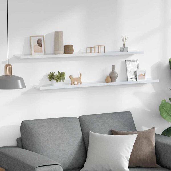 vidaXL Wandschappen 2 st 115x9x3 cm wit