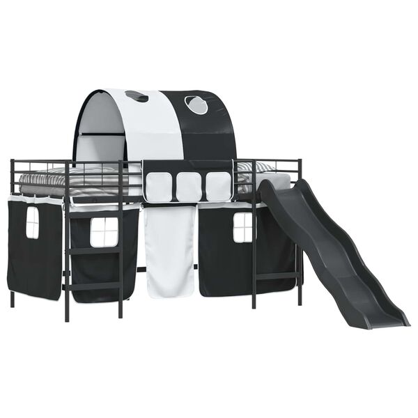 vidaXL Loftbed voor Kids Zwart 100 x 200 cm Metaal
