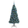 vidaXL Kunstmatige Voorverlichte Kerstboom met Ballen Set Groen 180 cm
