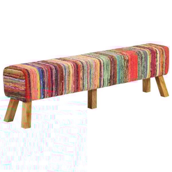 vidaXL Bankje 160 cm chindi stof en massief mangohout meerkleurig