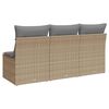 vidaXL Tuinbank 3-zits met kussens poly rattan beige