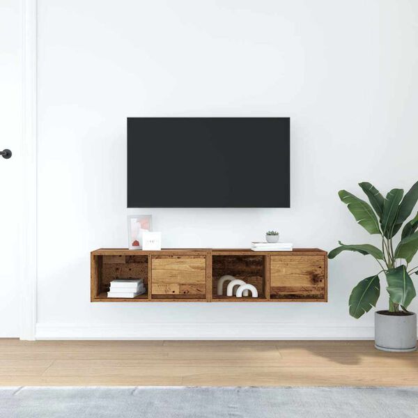 vidaXL Tv-meubels 2 st 60x31x25,5 cm bewerkt hout oud houtkleurig