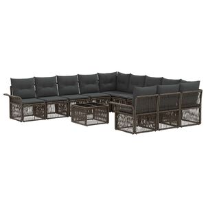 vidaXL Tuinbankenset 12 pcs Grijs poly rattan