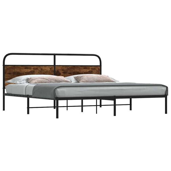 vidaXL Bedframe zonder matras metaal gerookt eikenkleurig 180x200 cm