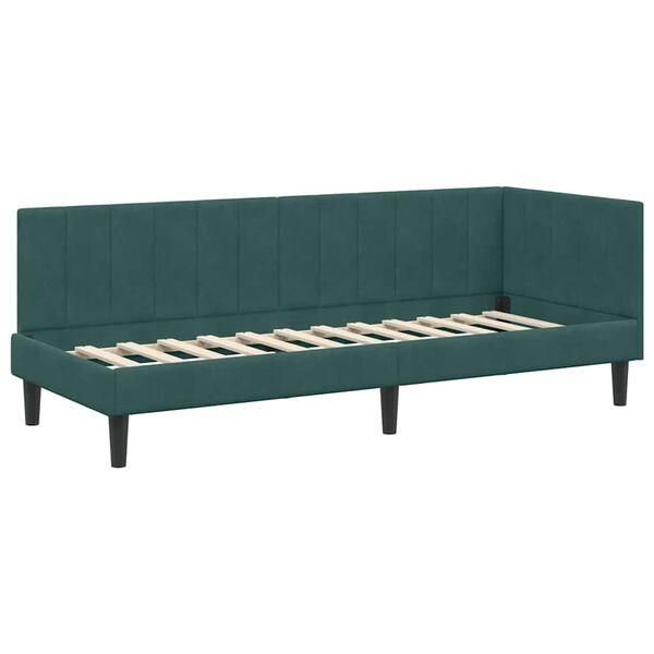 vidaXL Hoekbedframe met hoofdeinde Donkergroen 80 cm x 200 cm Fluweel