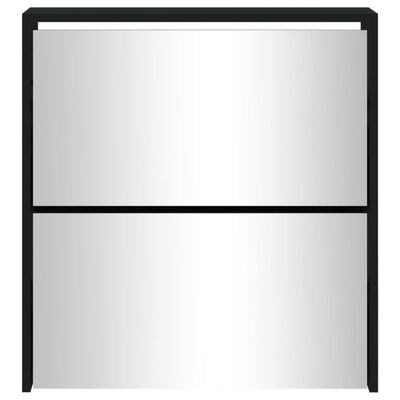 vidaXL Schoenenkast met spiegel 2-laags 63x17x67 cm zwart