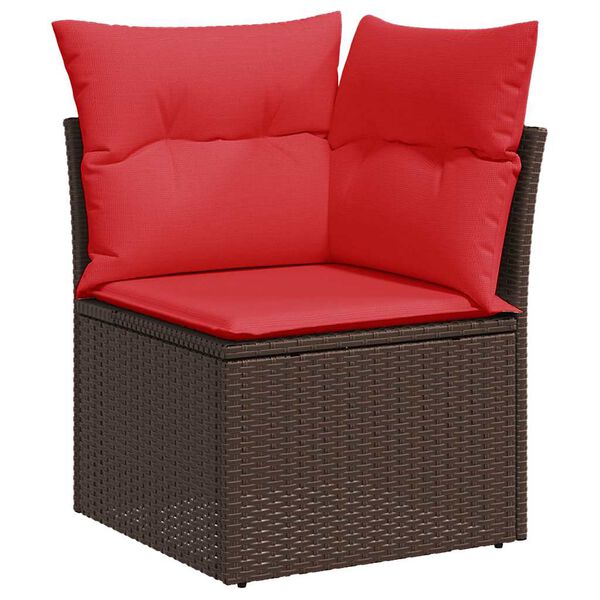 vidaXL 6-delige Loungeset met kussens poly rattan acacia bruin