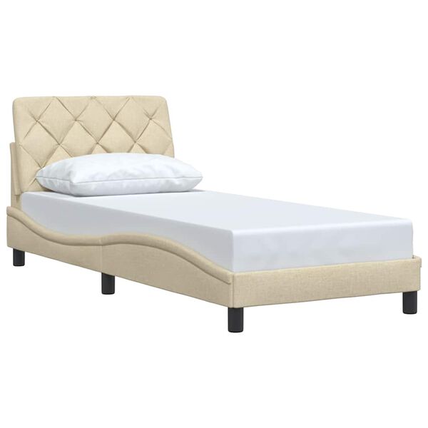 vidaXL Bedframe zonder matras 90x200 cm stof cr&egrave;mekleurig