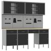 vidaXL Werk kast met lade 10 st Zwart Engineered hout en staal