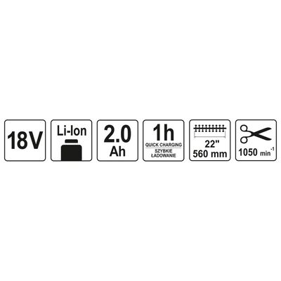 YATO Heggenschaar met 2,0 Ah Li-ion-accu 18 V 560 mm