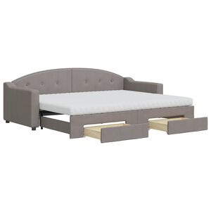 vidaXL Slaapbank met onderschuifbed en lades 80x200 cm stof taupe